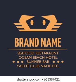 Stylized crab image. Good for logo or icon. Vector template