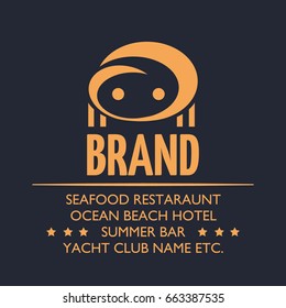 Stylized crab image. Good for logo or icon. Vector template