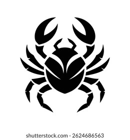 stylized crab silhouette black and white graphic