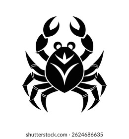 stylized crab silhouette black and white graphic
