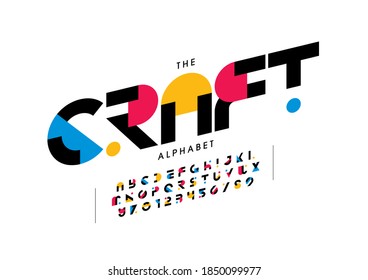 Stylized craft alphabet font vector