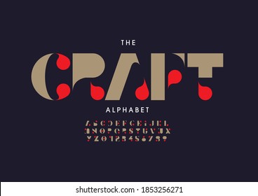 Stylized craft alphabet font vector