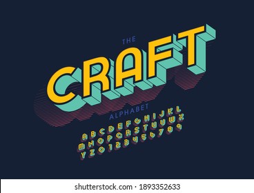 Stylized craft alphabet font vector