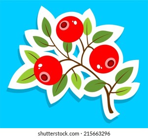 Stylized cranberry isolated on a blue background.