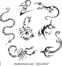 Stylized creature. Vector set