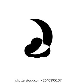 Stylized crescent moon and cloud design representing nighttime weather conditions