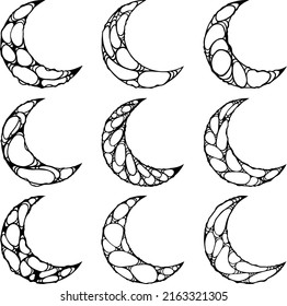Stylischer Halbmond mit Spinnennetz
