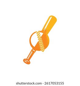 Stylized Cricket Icon Featuring a Bat and Ball Vector Graphic