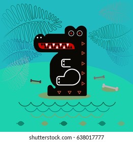 Stylized crocodile, alligator. Vector illustration.