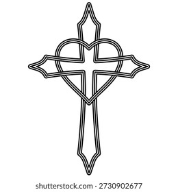 Símbolo estilizado del corazón cruzado que representa la fe, el amor, la devoción, la unidad, la fuerza espiritual