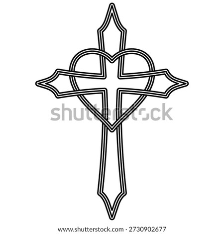 Stylized cross heart symbol representing faith, love, devotion, unity, spiritual strength