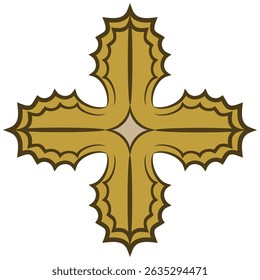 Stylized cross shape. Geometrical square decorative element. Isolated vector illustration.