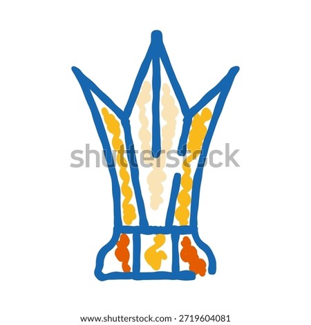 Stylized crown icon in blue and yellow colors symbolizing monarchy, leadership, authority, and achievement, perfect for design elements or conceptual projects