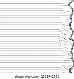 A stylized crumpled surface line sheet with bold border for creating notes or text.