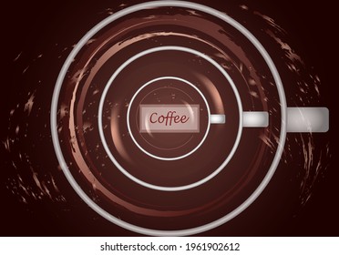 Stylized cup of coffee, abstraction. Suitable for design of banners, flyers, cards, business