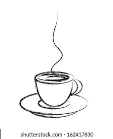 stylized cup of coffee, drawing style, vector