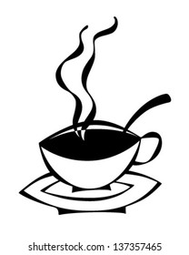 Stylized Cup Of Coffee - Retro Clip Art Illustration