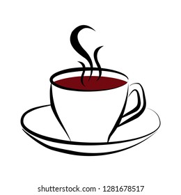 Stylized cup of hot coffee or tea