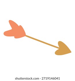 Stylized cupid arrow featuring heart shapes at fletching and arrowhead