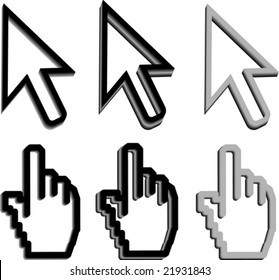 Stylized cursor and hand for internet