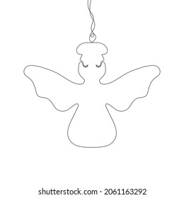 Stylized cute angel. Continuous One Line Drawing. Outline style. Vector illustration for decor, greeting cards, posters, prints for clothes, emblems.