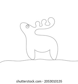 Stylized cute deer. Continuous One Line Drawing. Outline style. Vector illustration for decor, greeting cards, posters, prints for clothes, emblems.