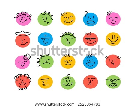 Stylized Cute Expression Emojis Set 