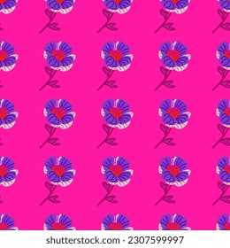 Estilizado adorable patrón de flores sin costura en estilo sencillo. Resumen de fondo floral interminable. Para el diseño de tejidos, impresión textil, papel de envoltura, cubierta. Ilustración del vector