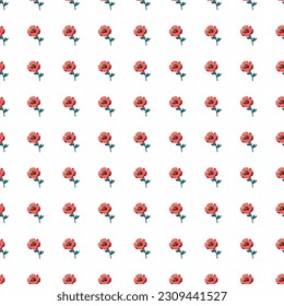 Stylized cute flower seamless pattern in simple style. Abstract floral endless background. For fabric design, textile print, wrapping paper, cover. Vector illustration