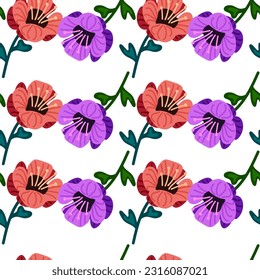 Estilizado adorable patrón de flores sin costura en estilo sencillo. Resumen de fondo floral interminable. Para el diseño de tejidos, impresión textil, papel de envoltura, cubierta. Ilustración del vector