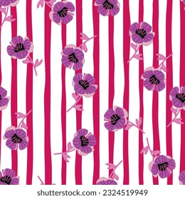Estilizado adorable patrón de flores sin costura en estilo sencillo. Resumen de fondo floral interminable. Para el diseño de tejidos, impresión textil, papel de envoltura, cubierta. Ilustración del vector