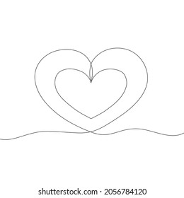 Stilvolles süßes Herz. Kontinuierliche Zeichnung einer Linie. Rahmenstil. Vektorgrafik für die Dekoration, Grußkarten, Poster, Kleiderabdrücke, Embleme.