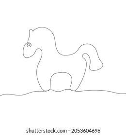 Stylized cute hors. Continuous One Line Drawing. Outline style. Vector illustration for decor, greeting cards, posters, prints for clothes, emblems.