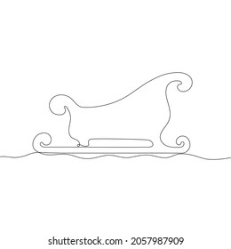 Stylized cute sleigh. Continuous One Line Drawing. Outline style. Vector illustration for decor, greeting cards, posters, prints for clothes, emblems.