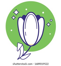 Stylized Cute tulip icon. Easter yellow vector set. Spring flower, spring time. Blossom tulip