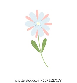 Stylized cute wildflower illustration isolated on white background. Hand drawn botanical clipart