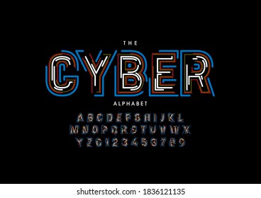 Vector de tipo de letra del alfabeto cibernético estilizado