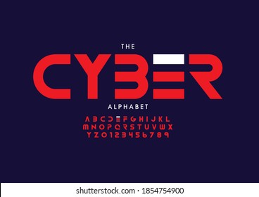 Stylized cyber alphabet font vector