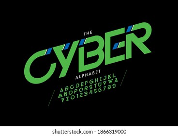 Stylized cyber alphabet font vector