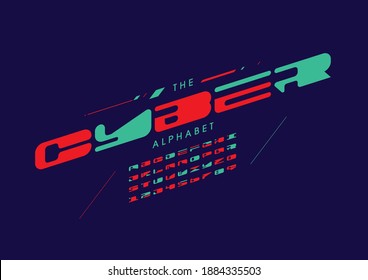Stylized cyber alphabet font vector