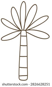 Stylized Cycad Tree Vector Line Art Illustration