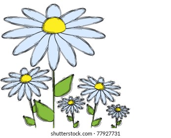 Stylized daisies on a white background