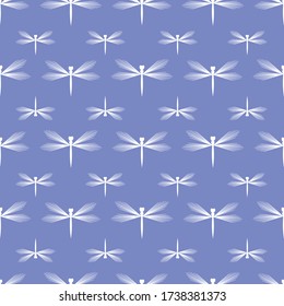 Stylized damselflies seamless vector pattern. Decorative surface print design. For fabrics, stationery, wrapping paper, scrapbooking, backgrounds, and packaging.