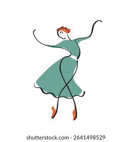 Stylized Dance Illustration of a Graceful Woman