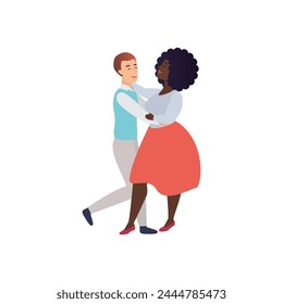 Stylized dancing couple. Dance party, dancing group, active lifestyle flat vector illustration