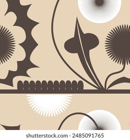 Stylized dandelion flower texture. Vector seamless pattern for your natural design.
