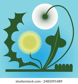 Stylized dandelion flower. Vector illustration for your natural design.
