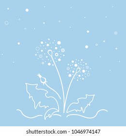 Stylized dandelion in the wind, vector illustration