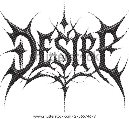 Stylized dark gothic "Desire" logo with sharp, thorny edges.