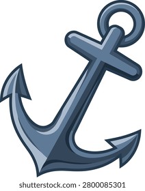 Stylized dark gray anchor with ring and flukes on white background